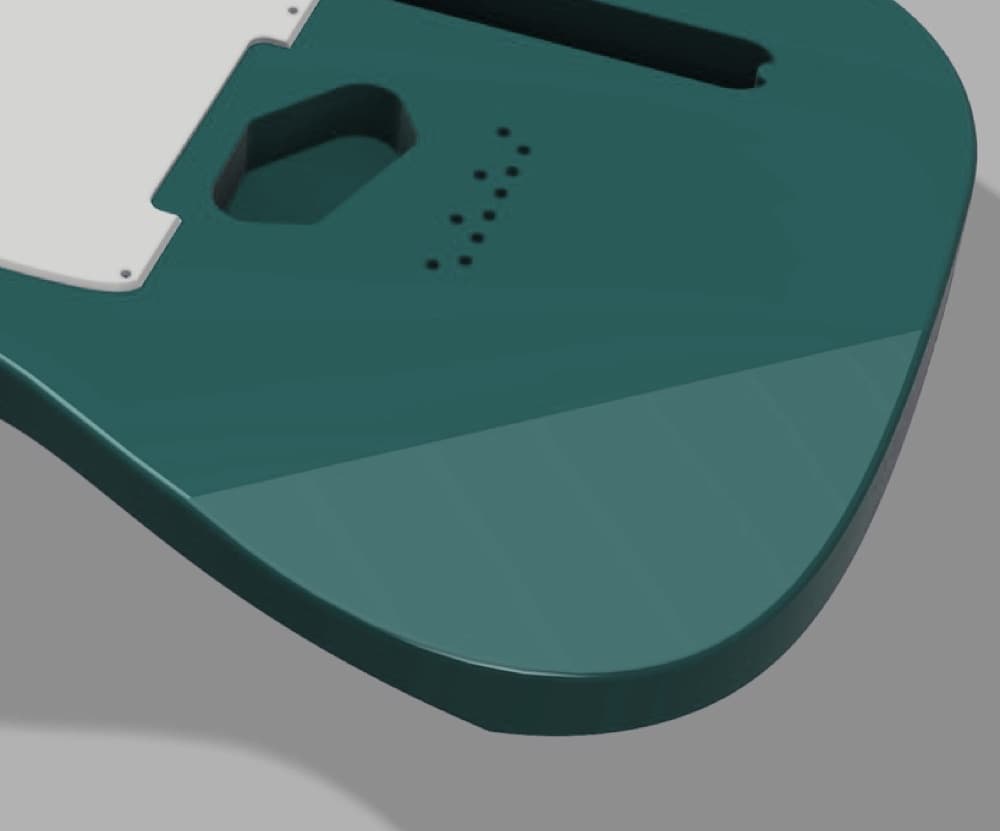 At the front, with the forearm bevel