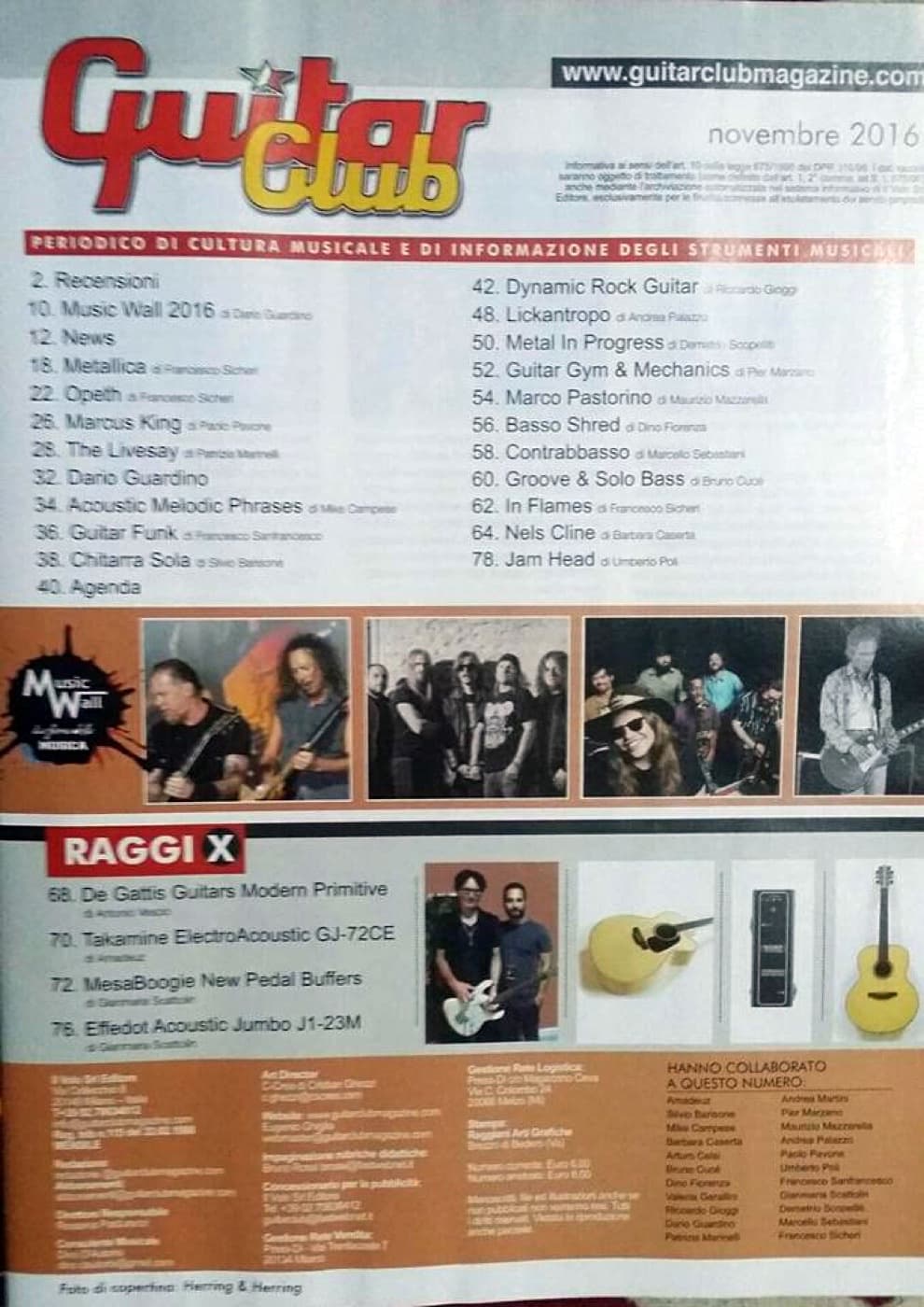 The contents page of the issue, with the article listed under the Raggi X column