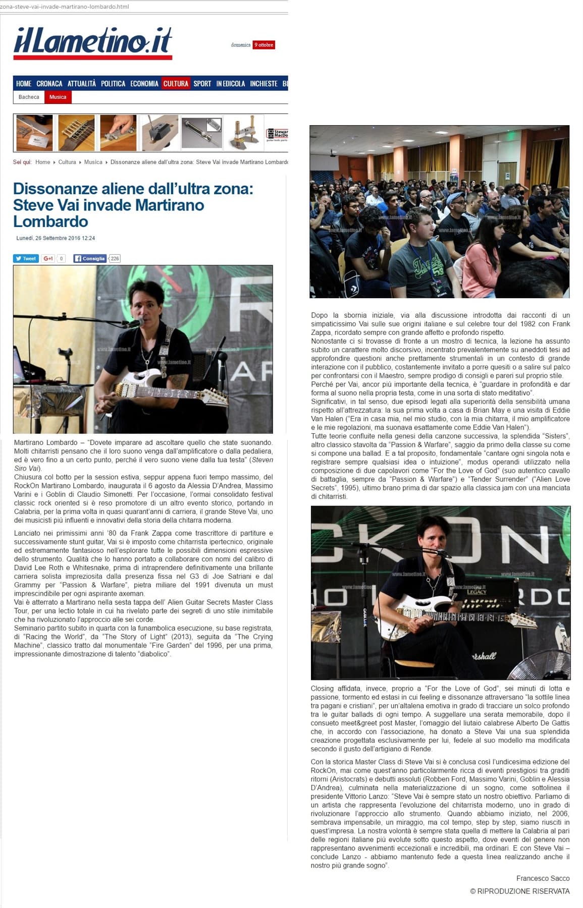 The Lametino article as it appeared online