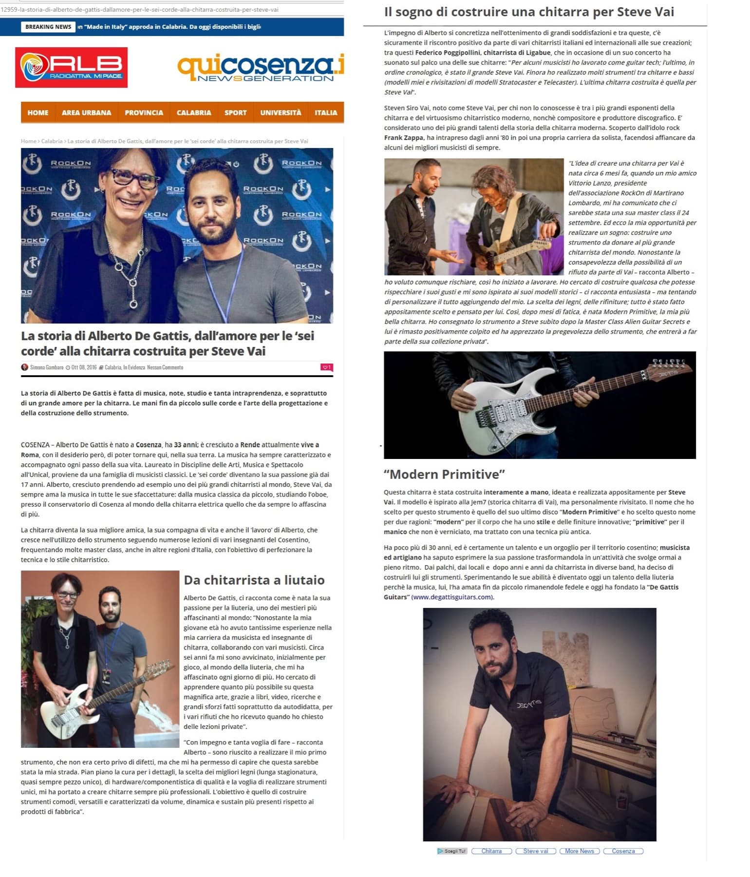 The Quicosenza article as it appeared online
